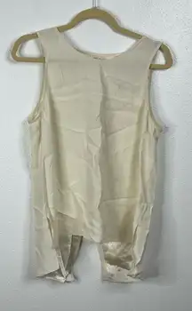 Parker Cream Silk Dressy Split Back Tank Top Size Medium