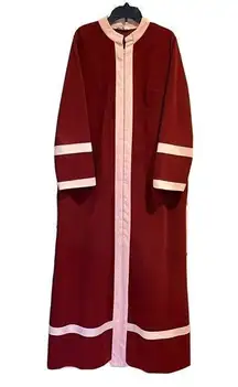 Vintage Vanity Fair Burgundy/Pink House Coat Patio Dress Kaftan Robe - Size 14