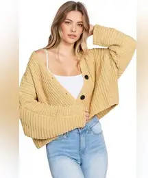 🍯NWOT Love Tree Women's V-Neck Slouchy Knit Crop Cardigan🍯