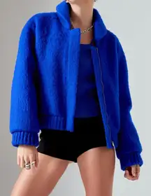 Grey Lab Blue Bomber Jacket