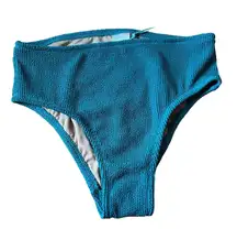 Kona Sol Women's Teal Green Pucker Textured Mid-Rise Bikini Bottom - Small - NWT
