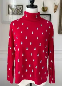 Vintage Telluride Clothing Co Red Embroidered Snowman Turtleneck Cotton L
