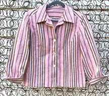 Vintage 60s The Majestic pink wool striped blazer jacket Size 12 / Medium