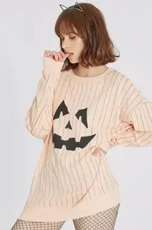 Wildfox Jack O Lantern Pumpkin Striped Road Trip Sweatshirt