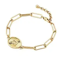 Bijoux Sport by Luv Aj MLB Gold Plated Brass Oval Coin Bracelet Detroit Tigers