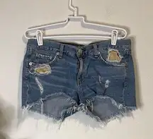 rag & bone Blue Distressed Jean Shorts