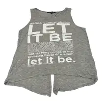 Beatles “Let it Be” lyrics size small open back  grey tank top EUC