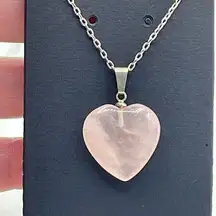 Rose quartz heart pendant necklace