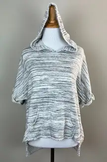 Dolan Left Coast Hoodie Sweatshirt Top M‎ Gray Short Sleeve Dolman Frayed Trim