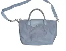 Longchamp Le Pliage Tote Bag Shoulder Purse Womens Gray Nylone Modele Depose