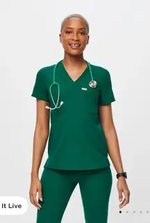 Figs Hunter Green Catarina Scrub Top S