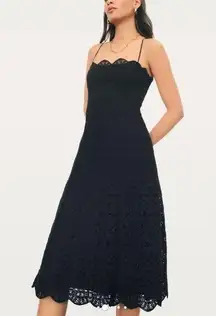 Donna Karan Donna Karen couture 100% cotton black lace crochet slip dress