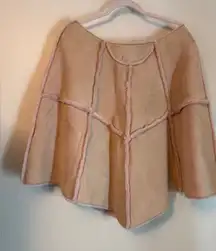 UGG Australia Blush Pink Suede Shearling Shawl Wrap Poncho Sz S/M VTG Rare