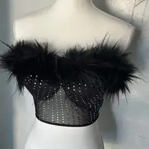 SHEIN Black Feathered Sequin Bra