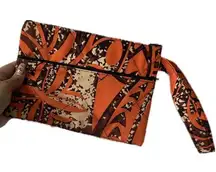 Handmade NWOT Hawaiian Aloha Polynesian Dual Zipper Cosmetic Wristlet Bag