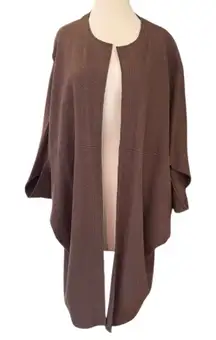 Marla Wynne Brown Wool Blend Knit Poncho Sweater Cardigan Size M-L