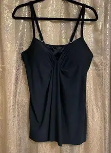 Miraclesuit Black So Riche Marina Tankini Top, Size 16