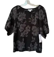 Liz Claiborne Black Metallic Knit Sweater L