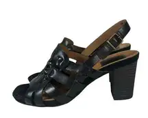 Clarks  Artisan Strappy Sandals Block Heel Shoes Comfort Black 85399 Womens 7M