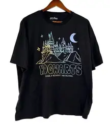 Harry Potter Hogwarts Night Portrait black short sleeve T-Shirt  unisex XXL