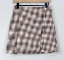 Theory Plaid Tan Checkered Mini Skirt