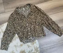 Leopard Print Button Down Blouse