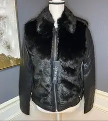 Blank NYC Faux Leather & Fur Bomber Jacket