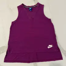 Nike High Low Sleeveless Mesh VNeck Activewear Tank Top Womens Large Plum Purple
