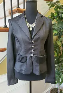 Zinc Womens Gray and Black Blazer Jacket Wear to Work Career Sz S