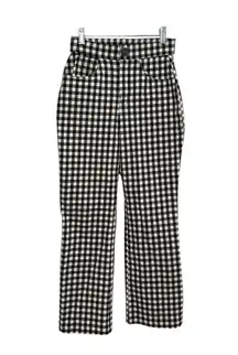 Florence Black & White Gingham Crop Flare Pants (XS)