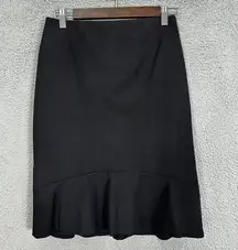 white house black market skirt womens 4 black scuba ruffle tulip hem pencil