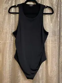 Express Black Scoop Neck Body Contour High Compression Bodysuit Large