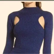 💥REDUCED💥OPEN EDIT NEW Sparkle Cutout Sweater in Navy Blazer Small