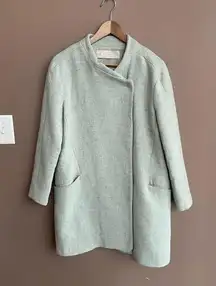 Zara Basic Collarless Wool Peacoat in Mint Size Medium‎