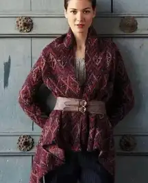 Anthropologie Sleeping On Snow Wool Blend Echoing Argyle Cardigan Sz M