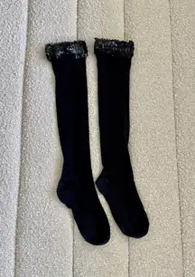 Over-the-knee socks with sequins
