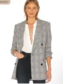 Frame XS Plaid Wool Double Breasted Blazer