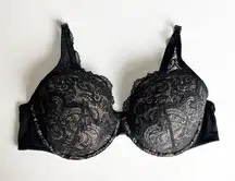 [ThirdLove] Black 24/7 Lace Contour Plunge Underwire Push-Up Bra Size 44C