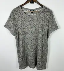 Torrid Gray Lace Tee‎ Size 2 Sheer Floral Overlay Romantic Stretch Boho Feminine