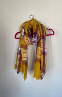 yellow purple plaid scarf one size Winter Fall