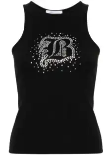 NWT Blumarine Crystal-Embellished Fine-Ribbed Top | Size: XS