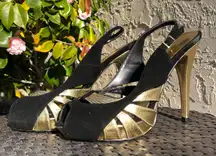 black and gold high heels