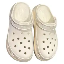 CROCS White Platform Shoes Lightweight Perforated Design