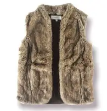 Sebby Faux Fur Vest Sweater Back Brown Black M