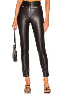 Superdown Black Faux Leather Pants XS Taper High Waist Zipper Adonia Revolve NEW