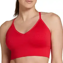 Dsg Red Ribbed Lightly Padded Strappy Back Sports Bra