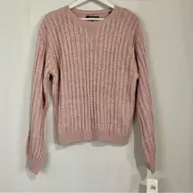 Blank NYC Women’s Cable Knit Crew Neck Sweater Lilac Mist Size Medium NWT