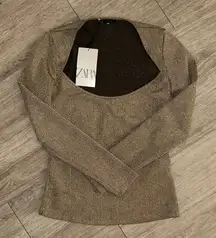 ZARA Gold sparkly Long Sleeve Top