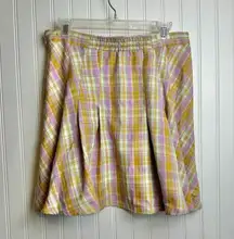 Listicle Yellow Purple Plaid Pleated Mini Schoolgirl Skirt