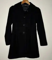 Banana Republic Black Pea Coat Winter Wool Classic City Pockets 3 Button Size XS